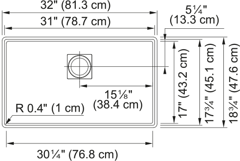 Évier - Peak Granite, Une Cuvette.