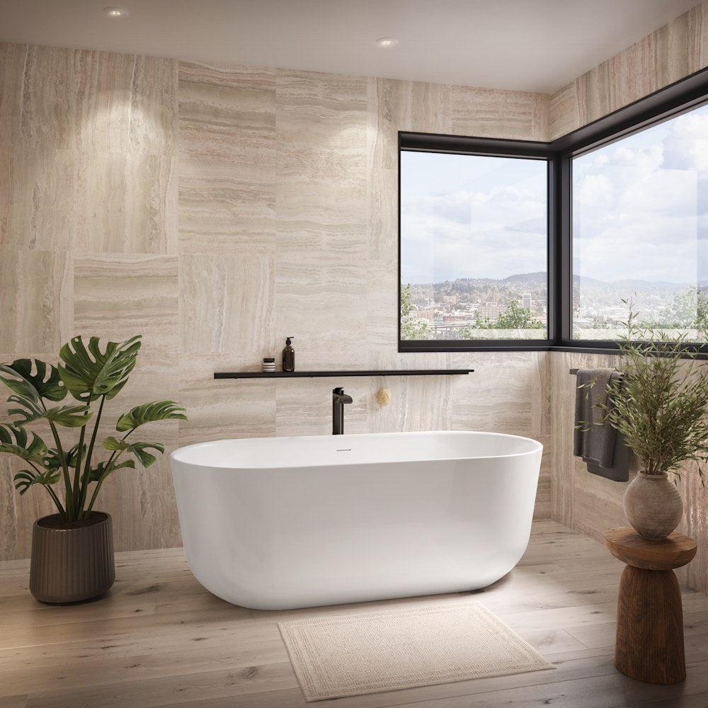 Bain HAARLEM F1 3067 avec trop-plein linéaire intégré et drain blanc