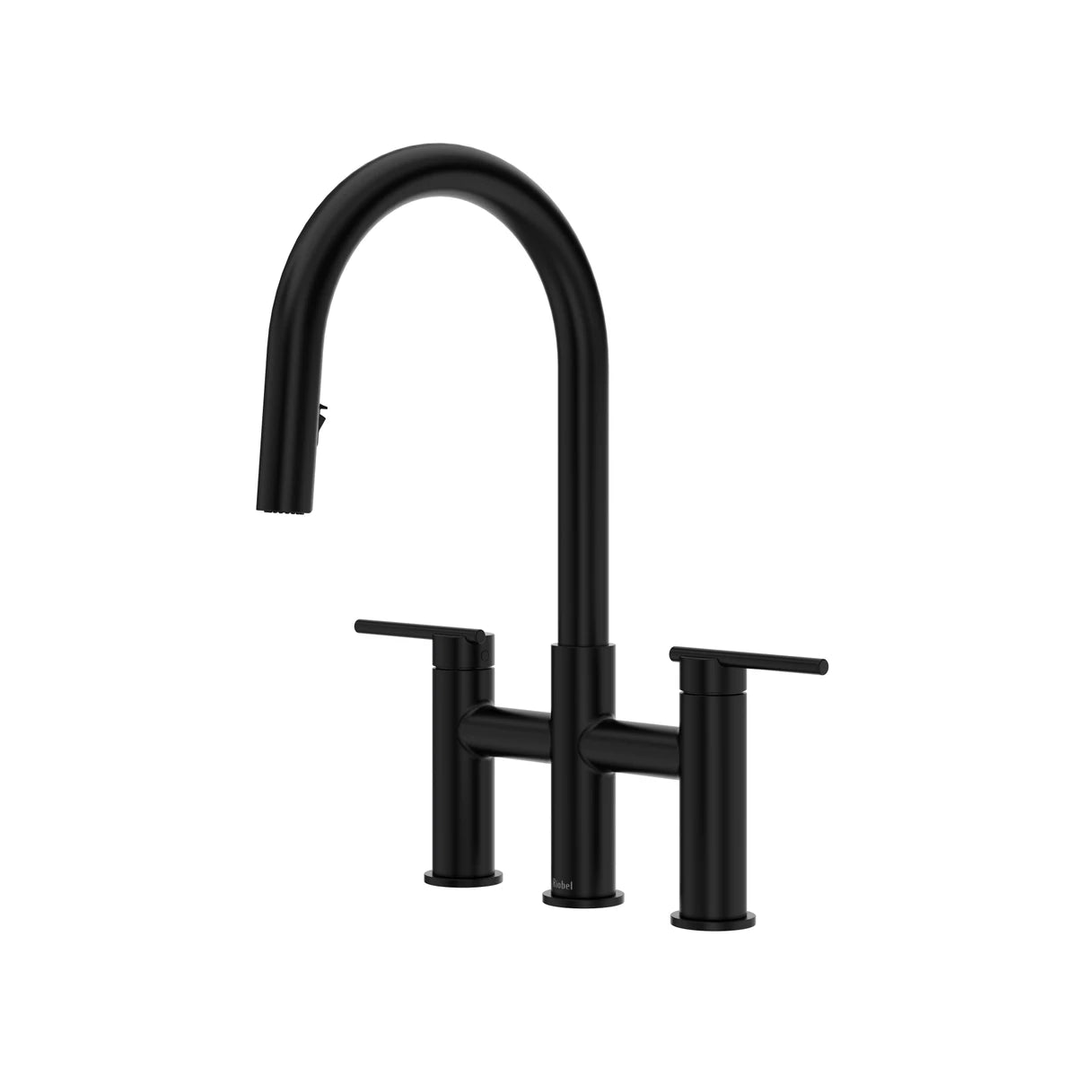 Robinet de cuisine avec douchette rétractable Bridge et bec en C LateralMC