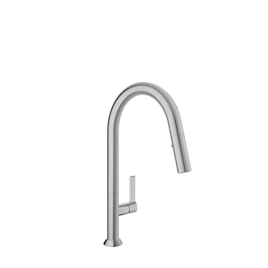 Single-hole high kitchen faucet with pull-down spray head 2-jet
