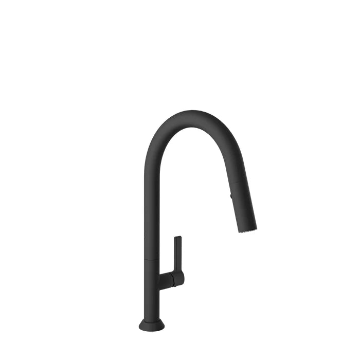 Robinet de cuisine monotrou haut avec douchette rétractable 2 jets