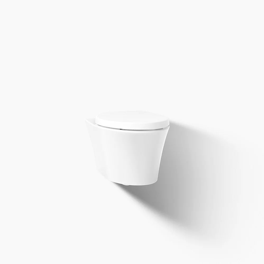 Toilette VEIL allongée et compacte, au mur, à chasse double