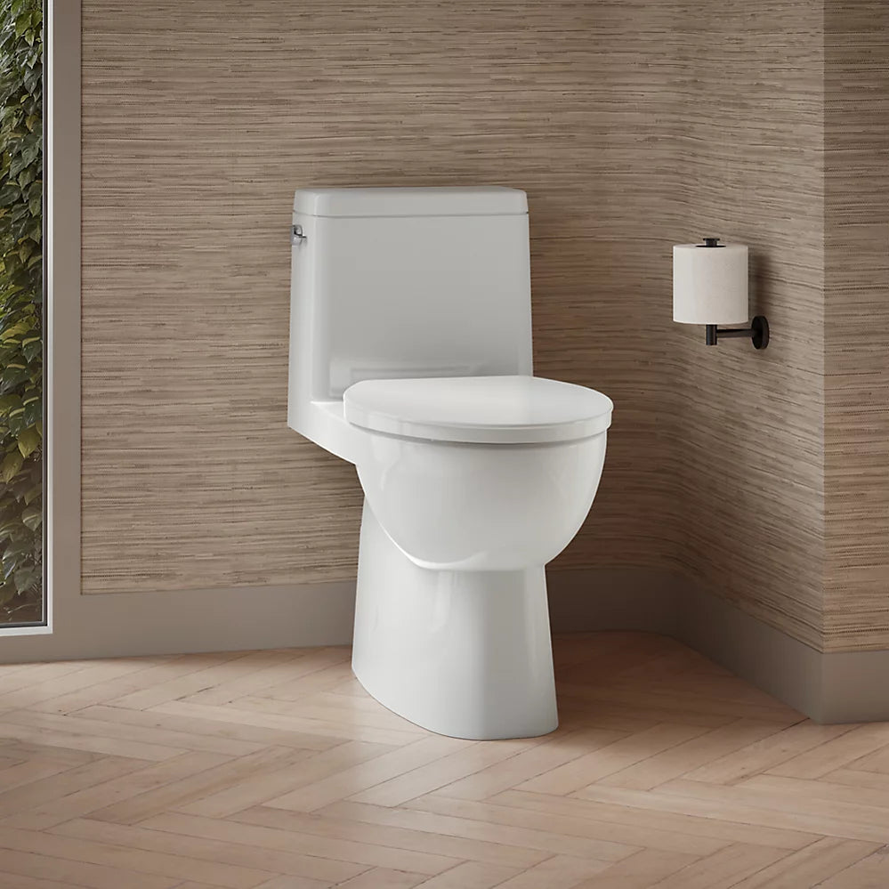 Toilette allongée compacte monopièce REACH avec siphon dissimulé, 1,28 gal/chasse