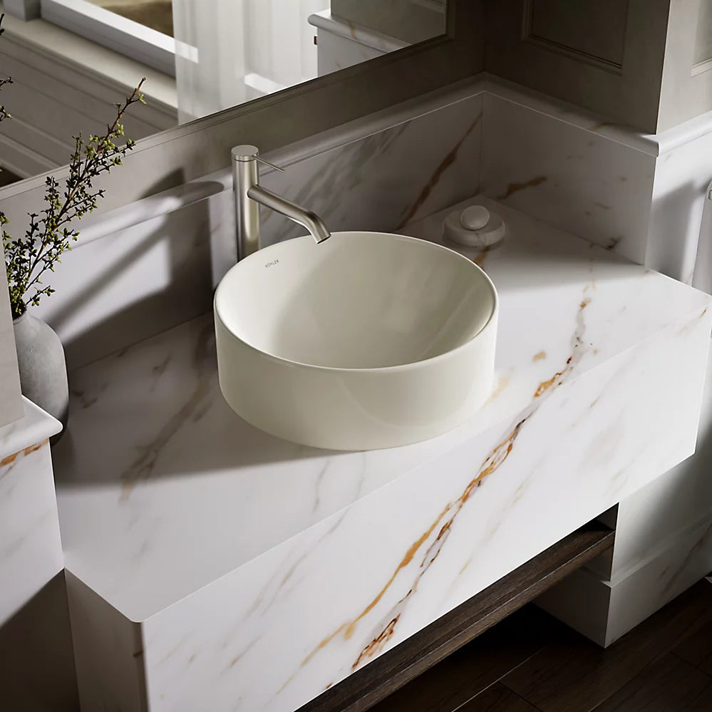 Lavabo de salle de bain VOX en surface rond, 16 1/2 po