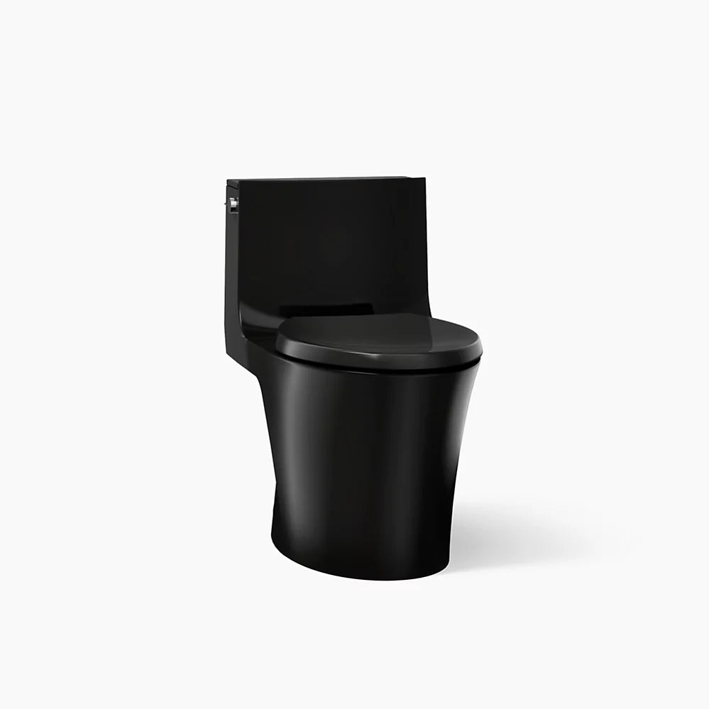 Toilette allongée monopièce VEIL avec siphon dissimulé, à chasse double