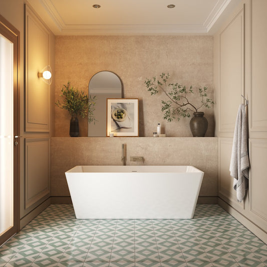 Bain BERN F1 3167 avec trop-plein linéaire intégré et drain blanc