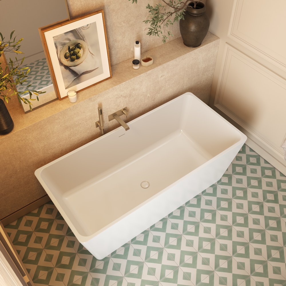 Bain BERN F1 3167 avec trop-plein linéaire intégré et drain blanc