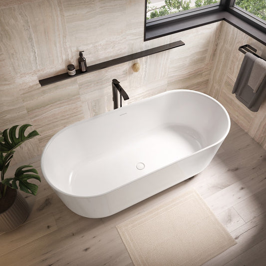 Bain HAARLEM F1 3067 avec trop-plein linéaire intégré et drain blanc