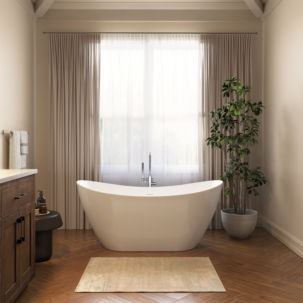 Bain HALLSTATT F1 avec trop-plein linéaire intégré et drain blanc